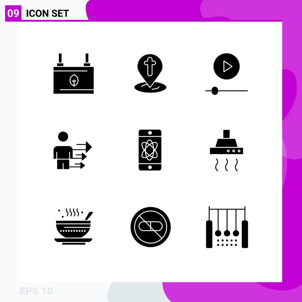 9 Creative Icons Modern Signs and Symbols of atom leadership pin business technology Editable Vector Design Elements