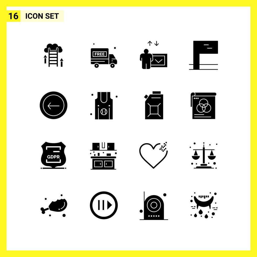 16 Icon Set Simple Solid Symbols Glyph Sign on White Background for Website Design Mobile Applications and Print Media Creative Black Icon vector background
