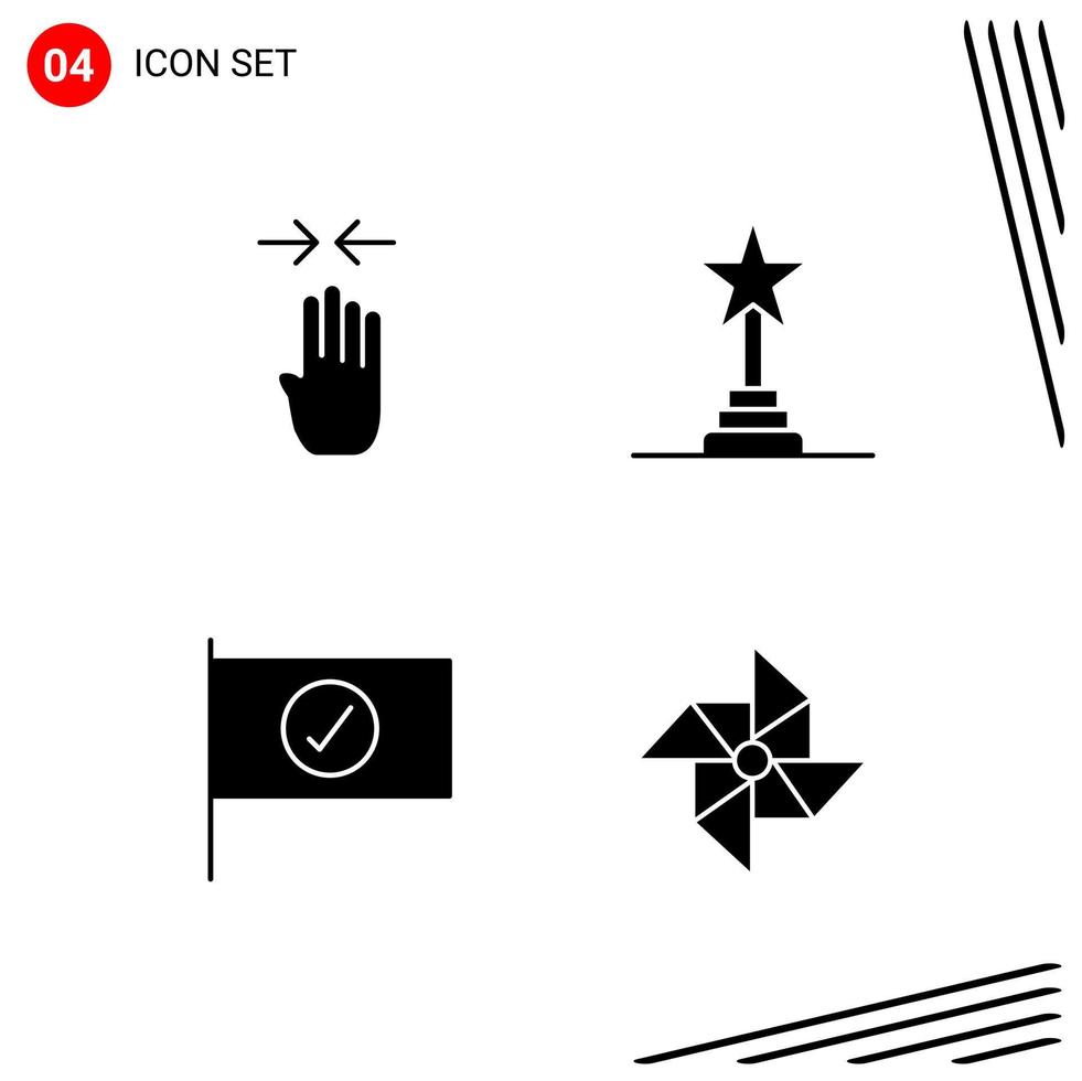 Collection of 4 Vector Icons in solid style Pixle Perfect Glyph Symbols for Web and Mobile Solid Icon Signs on White Background 4 Icons Creative Black Icon vector background