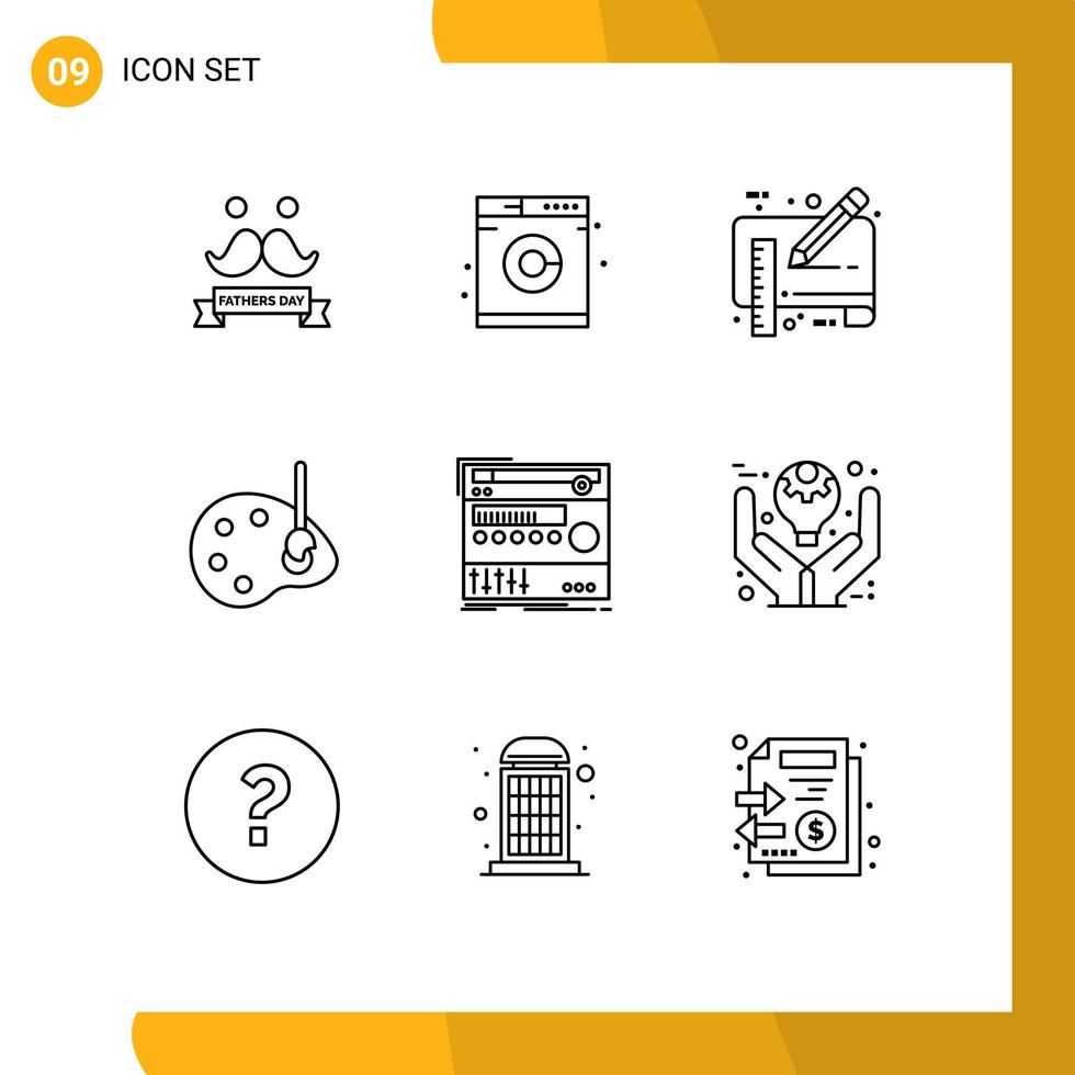 9 Universal Outline Signs Symbols of component edit document drawing art Editable Vector Design Elements