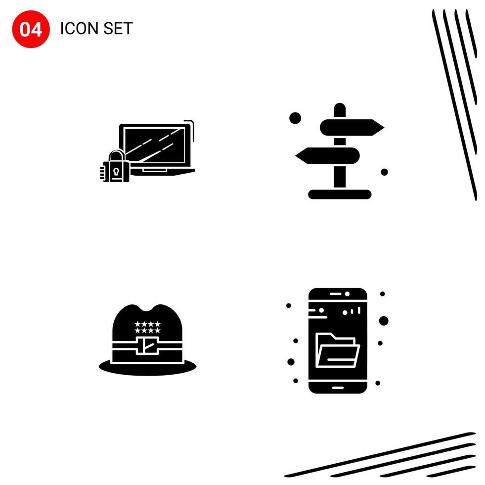Collection of 4 Vector Icons in solid style Pixle Perfect Glyph Symbols for Web and Mobile Solid Icon Signs on White Background 4 Icons Creative Black Icon vector background