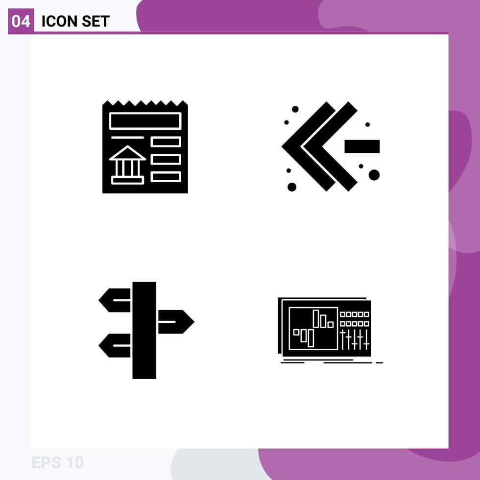 4 User Interface Solid Glyph Pack of modern Signs and Symbols of basic panel bank left winter Editable Vector Design Elements