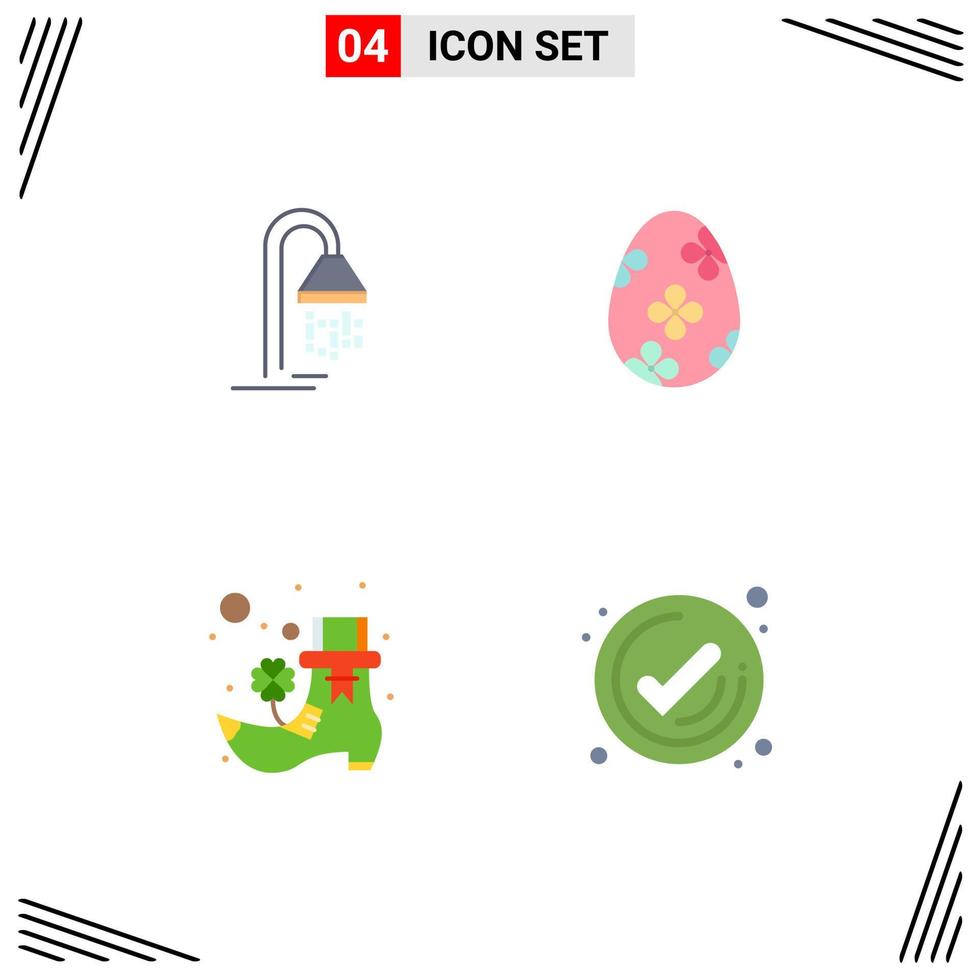 conjunto de 4 paquetes de iconos planos comerciales para baño ducha irlandesa huevo de pascua elementos de diseño vectorial editables vector