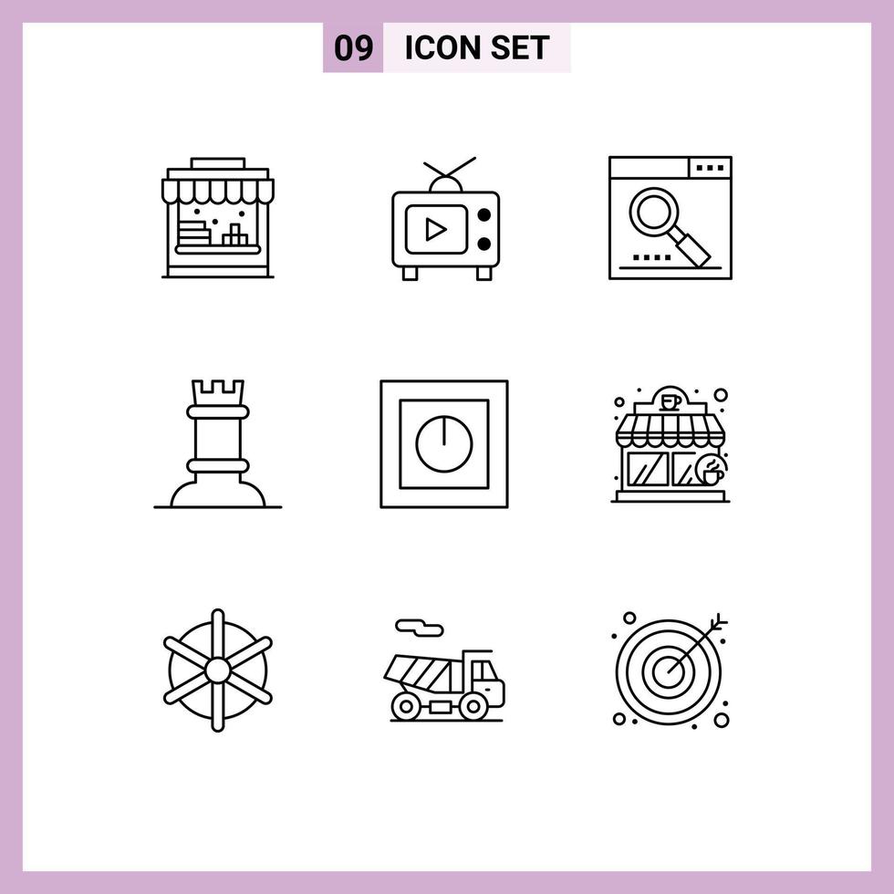 9 Universal Outline Signs Symbols of products devices media rock chess Editable Vector Design Elements