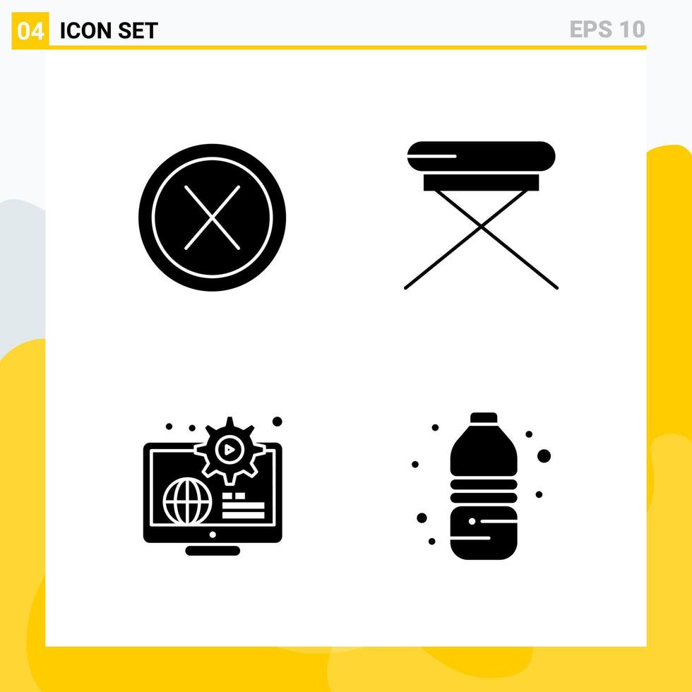 Collection of 4 Universal Solid Icons Icon Set for Web and Mobile Creative Black Icon vector background