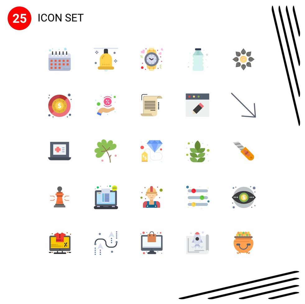25 Flat Color concept for Websites Mobile and Apps celebrate food heart drink watch Editable Vector Design Elements