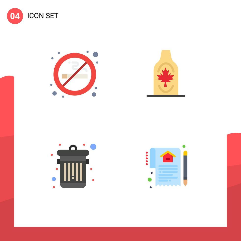 4 User Interface Flat Icon Pack of modern Signs and Symbols of no delete air canada trash Editable Vector Design Elements