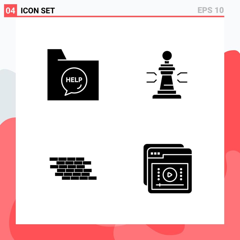 Collection of 4 Vector Icons in solid style Modern Glyph Symbols for Web and Mobile Solid Icon Sign Isolated on White Background 4 Icons Creative Black Icon vector background