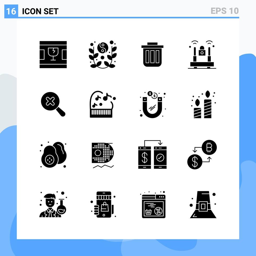 Modern 16 solid style icons Glyph Symbols for general use Creative Solid Icon Sign Isolated on White Background 16 Icons Pack Creative Black Icon vector background