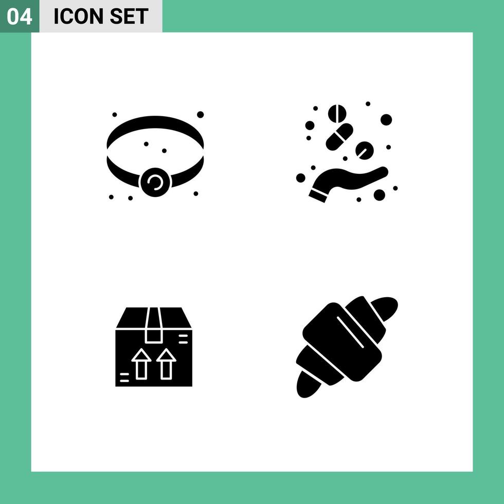 Set of 4 Modern UI Icons Symbols Signs for bracelet ecommerce capsule health croissant Editable Vector Design Elements