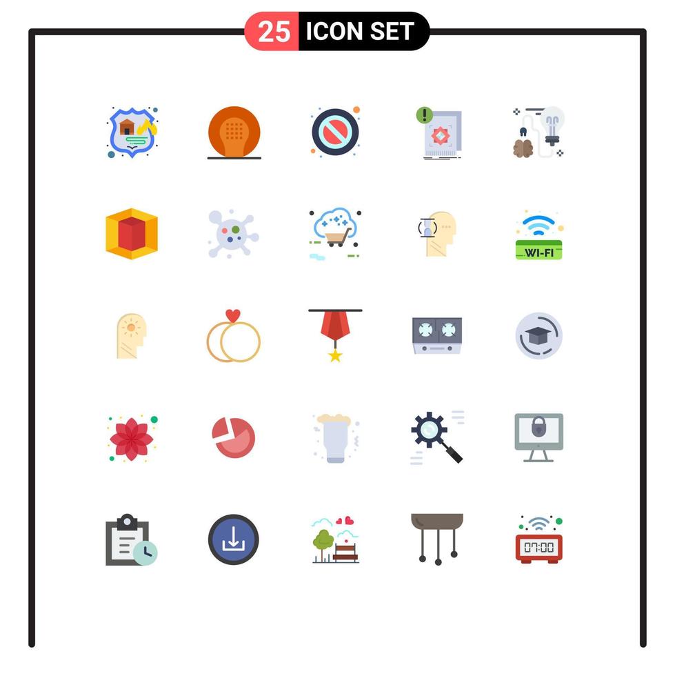 Universal Icon Symbols Group of 25 Modern Flat Colors of brain information recreation infrastructure structure Editable Vector Design Elements