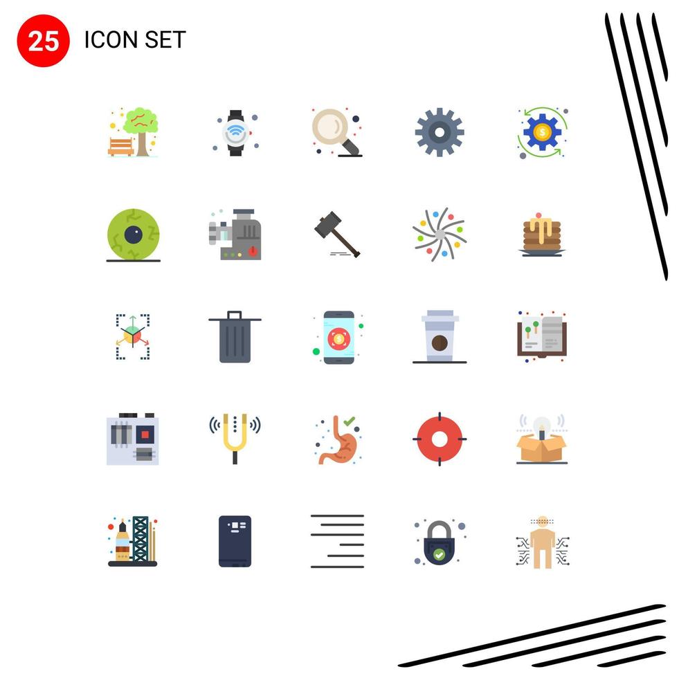 25 Creative Icons Modern Signs and Symbols of wealth coin find cogs setting Editable Vector Design Elements