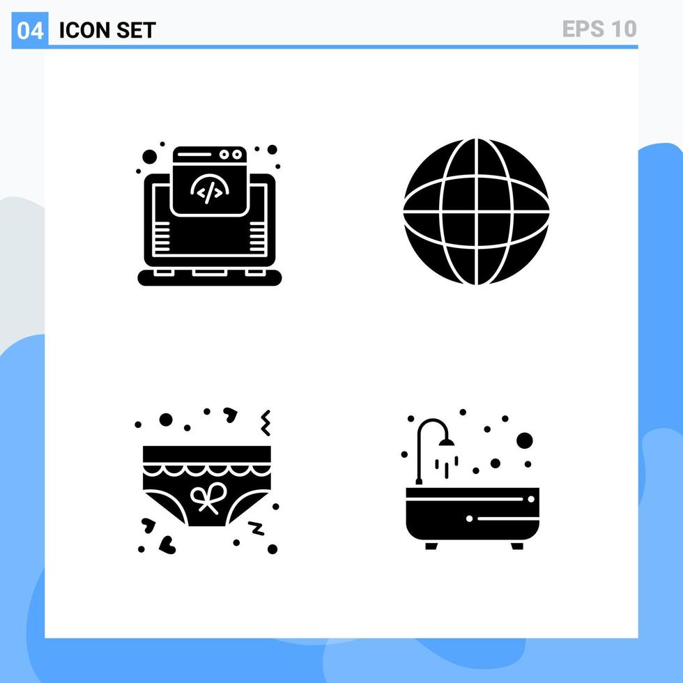 Modern 4 solid style icons Glyph Symbols for general use Creative Solid Icon Sign Isolated on White Background 4 Icons Pack Creative Black Icon vector background