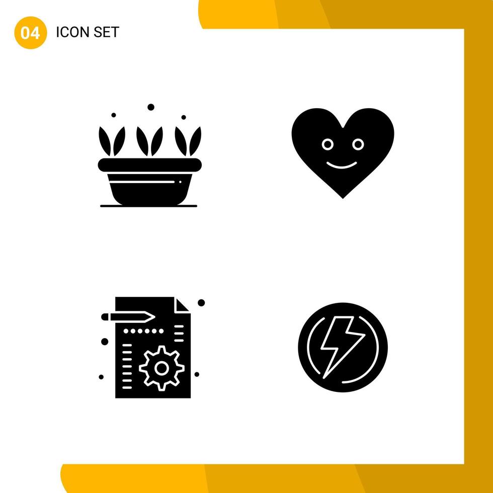 4 conjunto de iconos de estilo sólido paquete de iconos símbolos de glifo aislados en fondo blanco para el diseño de sitios web receptivos fondo de vector de icono negro creativo