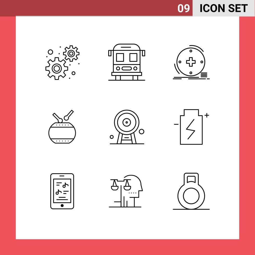 conjunto de 9 iconos modernos de la interfaz de usuario símbolos signos para la arquitectura de la rueda de la fortuna salud celebración china elementos de diseño vectorial editables vector