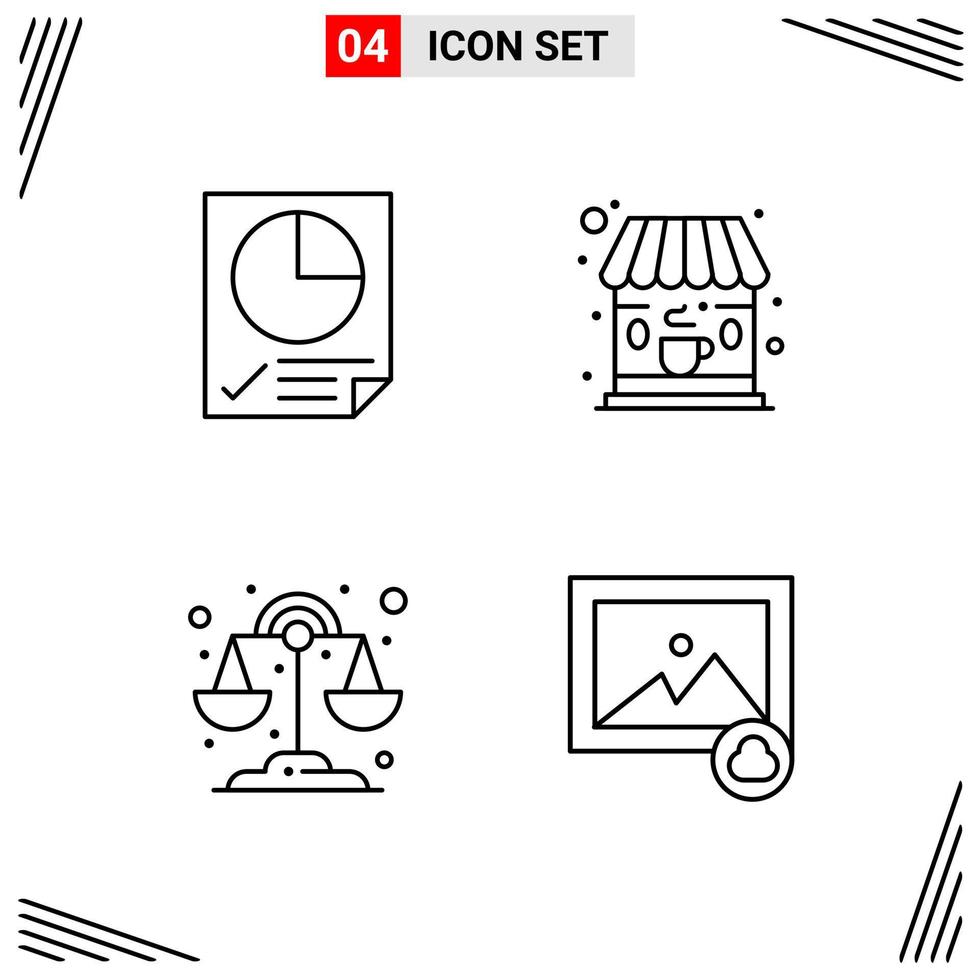 4 Icons Line Style Grid Based Creative Outline Symbols for Website Design Simple Line Icon Signs Isolated on White Background 4 Icon Set Creative Black Icon vector background