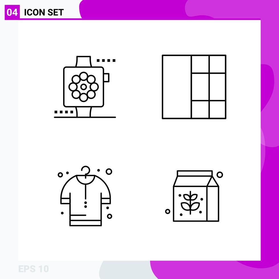 Line Icon set Pack of 4 Outline Icons isolated on White Background for Web Print and Mobile Creative Black Icon vector background