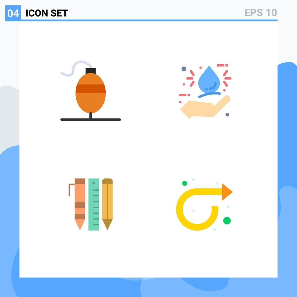 4 Universal Flat Icons Set for Web and Mobile Applications bobber stationary bio hand pen Editable Vector Design Elements