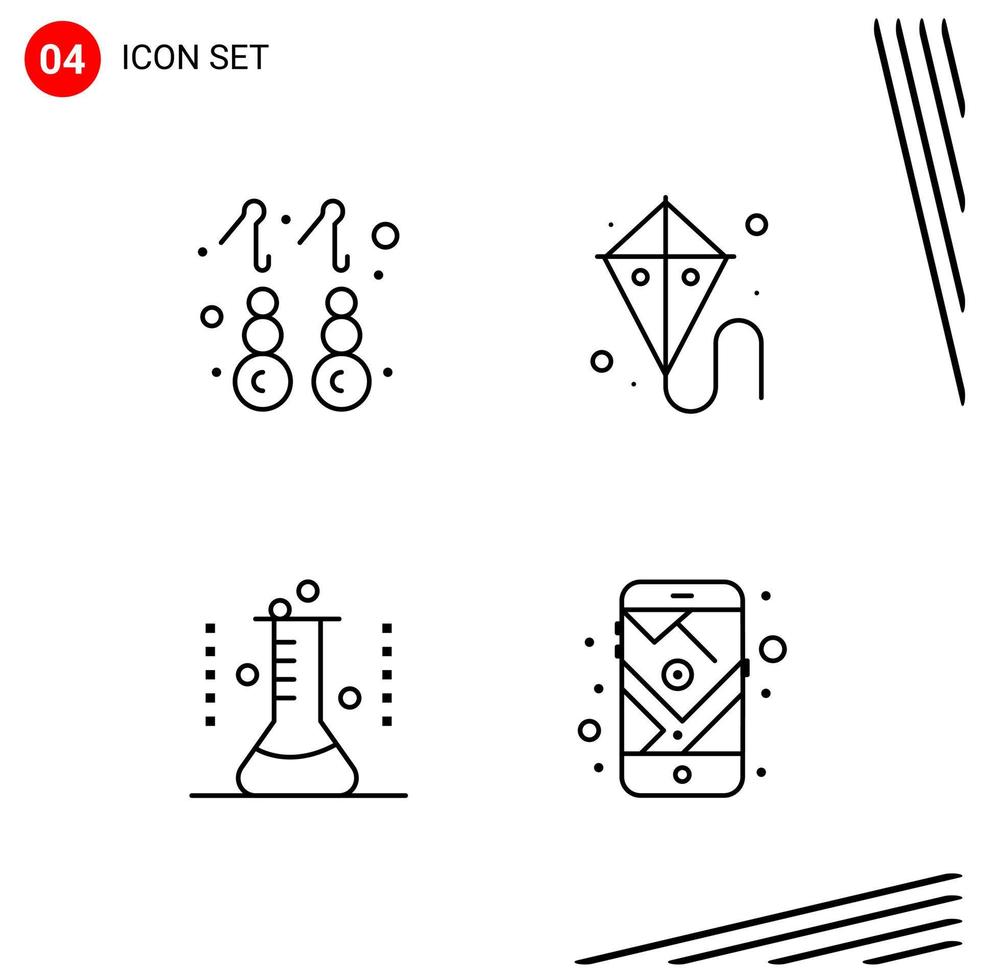 Collection of 4 Vector Icons in Line style Pixle Perfect Outline Symbols for Web and Mobile Line Icon Signs on White Background 4 Icons Creative Black Icon vector background