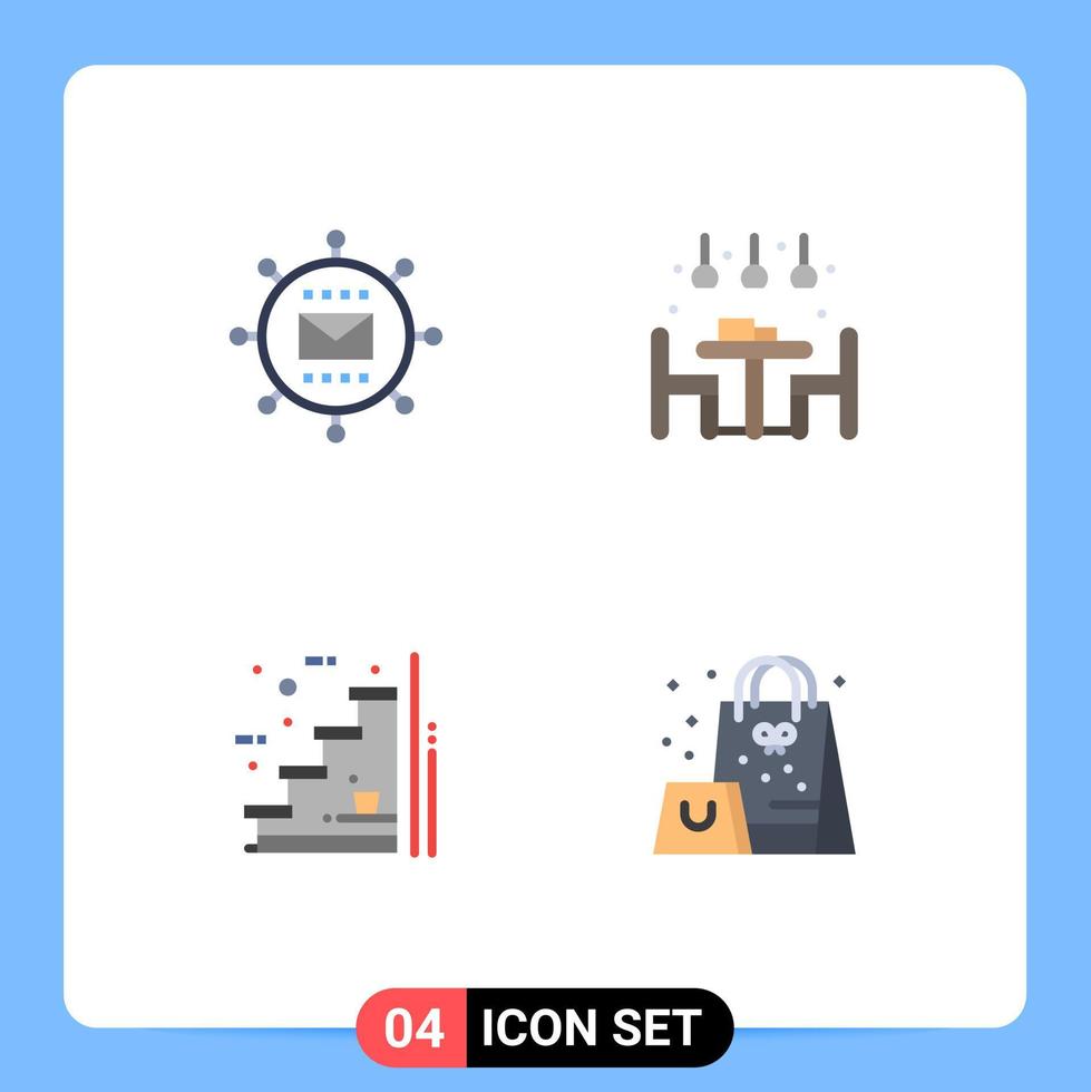 4 Universal Flat Icons Set for Web and Mobile Applications engine steps optimization living stage Editable Vector Design Elements