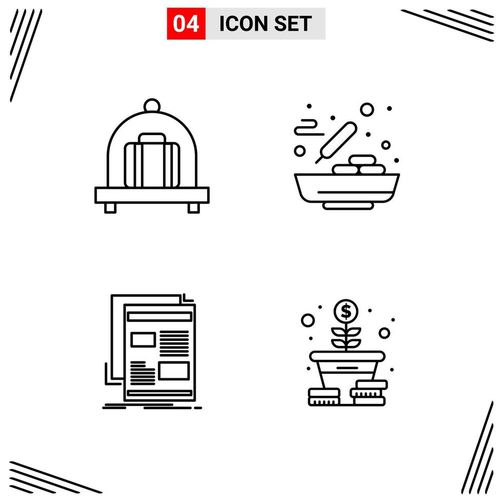 4 Icons Line Style Grid Based Creative Outline Symbols for Website Design Simple Line Icon Signs Isolated on White Background 4 Icon Set Creative Black Icon vector background