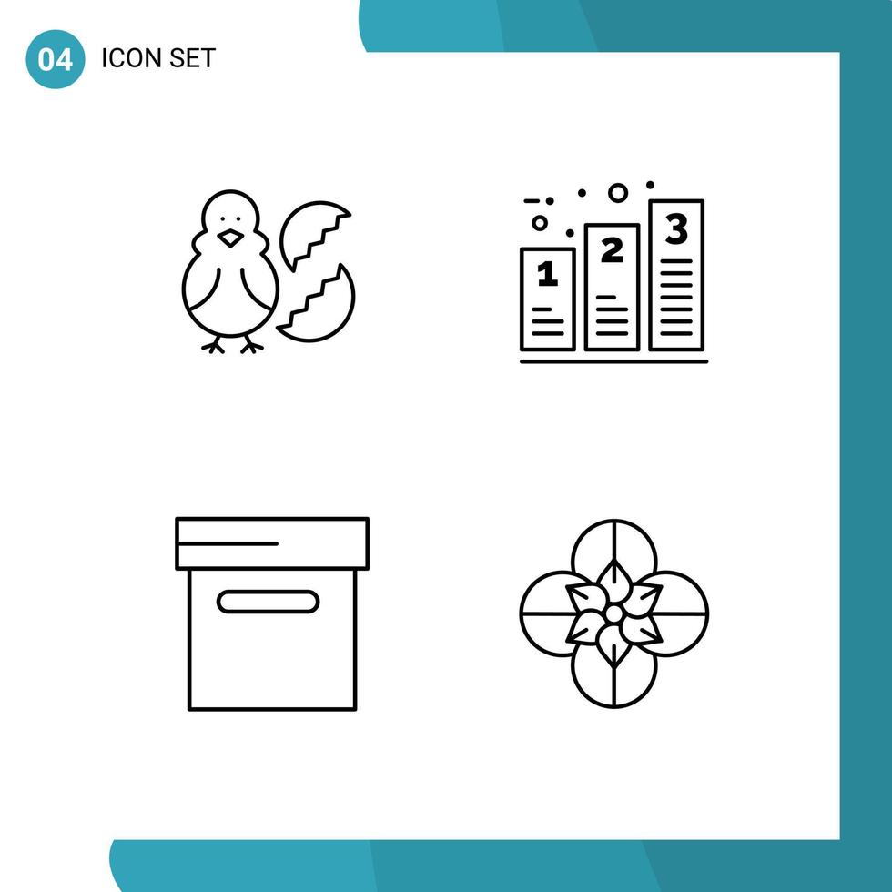Group of 4 Modern Filledline Flat Colors Set for egg phases baby chart box Editable Vector Design Elements