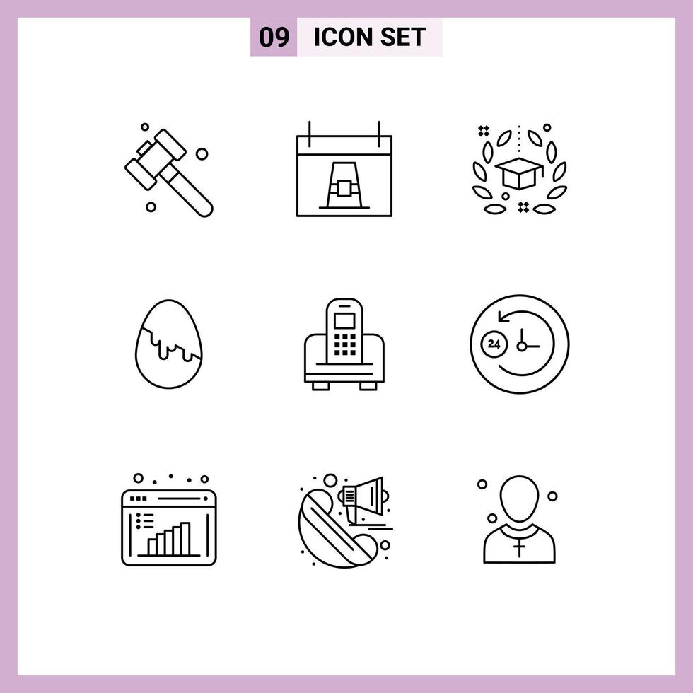 9 Universal Outlines Set for Web and Mobile Applications device easter egg degree easter university Editable Vector Design Elements