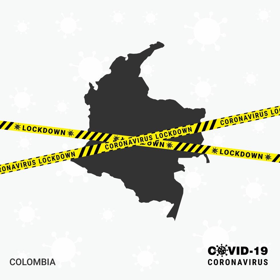 Colombiacountry map Lockdown template for Coronavirus pandemic for stop virus transmission COVID 19 Awareness Template vector