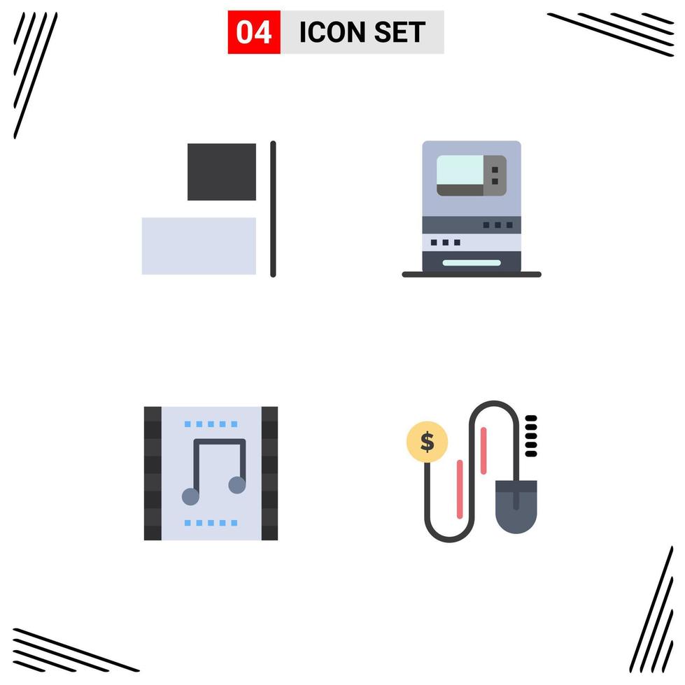 Modern Set of 4 Flat Icons Pictograph of align concert atm money music concert Editable Vector Design Elements