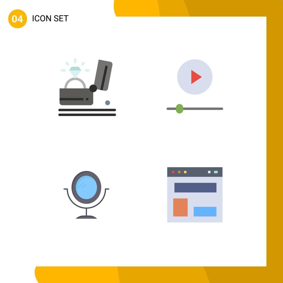 Universal Icon Symbols Group of 4 Modern Flat Icons of celebration mirror proposal gadgets blog layout Editable Vector Design Elements