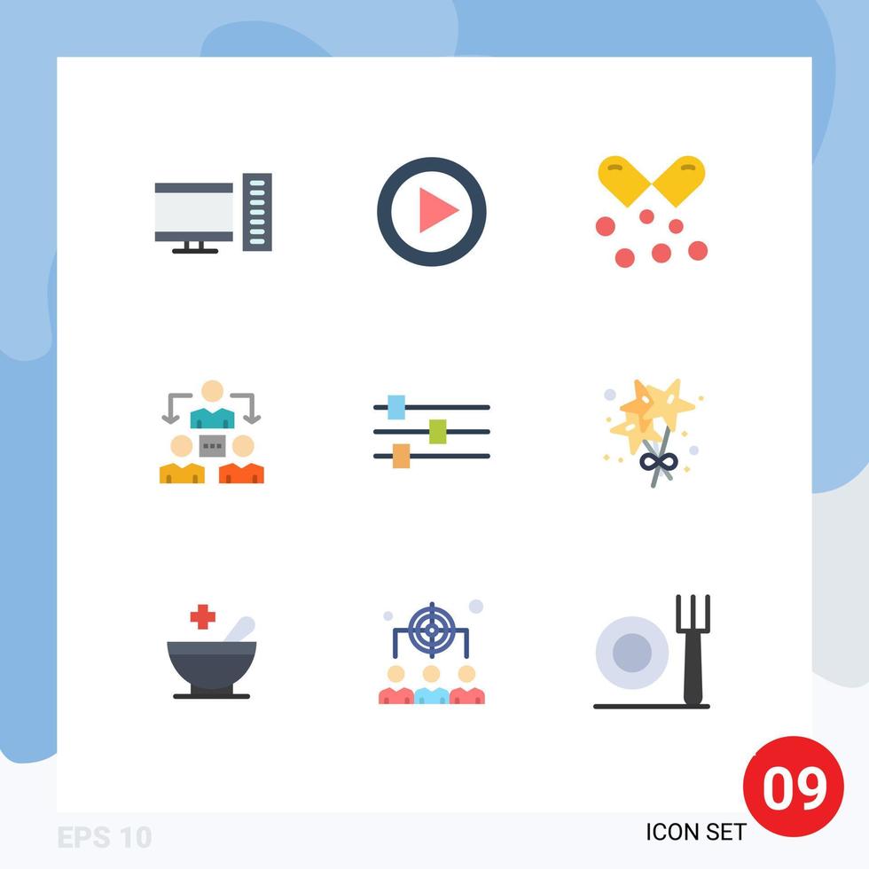 Flat Color Pack of 9 Universal Symbols of edit communication nutrients capsules office connection Editable Vector Design Elements