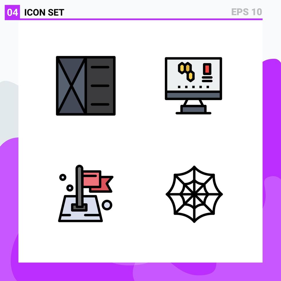 Modern Set of 4 Filledline Flat Colors and symbols such as accessories pin wallet laboratory target Editable Vector Design Elements