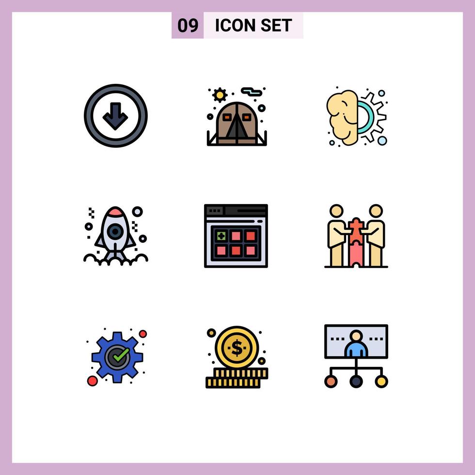 paquete de iconos vectoriales de stock de 9 signos y símbolos de línea para el desarrollo web codificación cerebral pensando en elementos de diseño vectorial editables vector