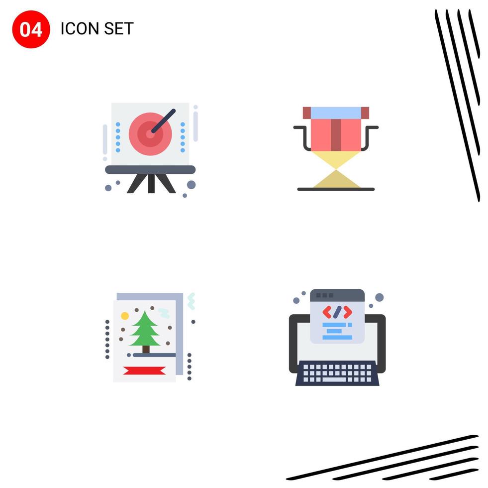 Stock Vector Icon Pack of 4 Line Signs and Symbols for arrow christmas target directors xmas Editable Vector Design Elements