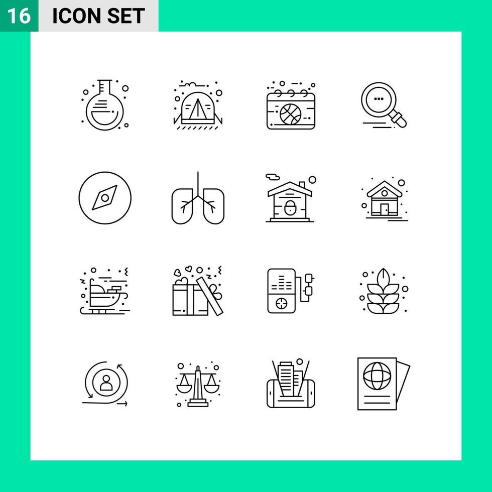 16 User Interface Outline Pack of modern Signs and Symbols of map motivation calendar find sport Editable Vector Design Elements