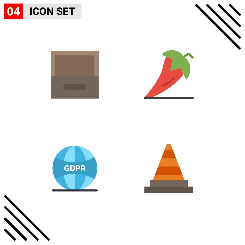 conjunto de 4 paquetes de iconos planos comerciales para el archivo de elementos de diseño vectorial editables de la red global de chile vector