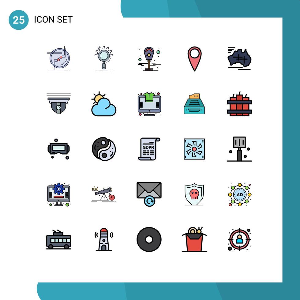 conjunto de 25 iconos de interfaz de usuario modernos signos de símbolos para el proceso de selección de estacionamiento de australia del país elementos de diseño vectorial editables vector