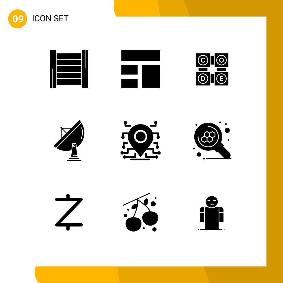 9 Creative Icons Modern Signs and Symbols of processor dish learning space antenna Editable Vector Design Elements