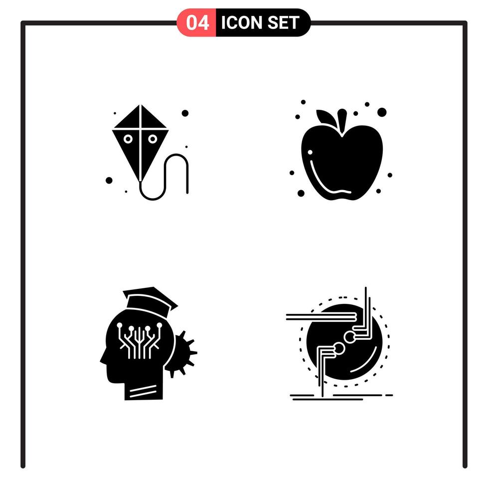 Set of 4 Solid Style Icons for web and mobile Glyph Symbols for print Solid Icon Signs Isolated on White Background 4 Icon Set Creative Black Icon vector background