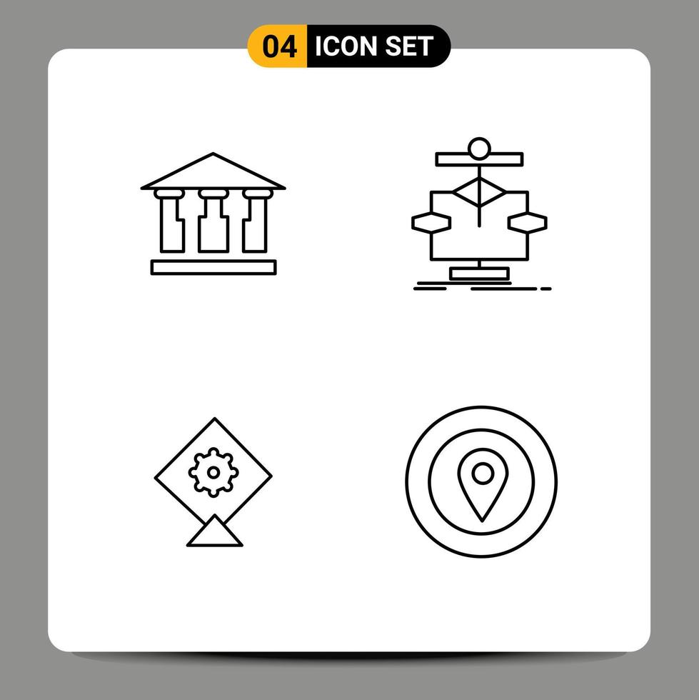 Group of 4 Modern Filledline Flat Colors Set for bank festival algorithm diagram award Editable Vector Design Elements