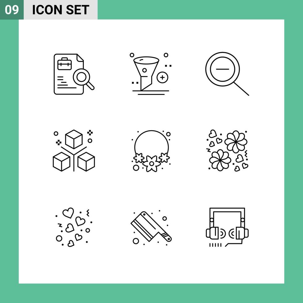 Set of 9 Vector Outlines on Grid for necklace programing filter objects design Editable Vector Design Elements