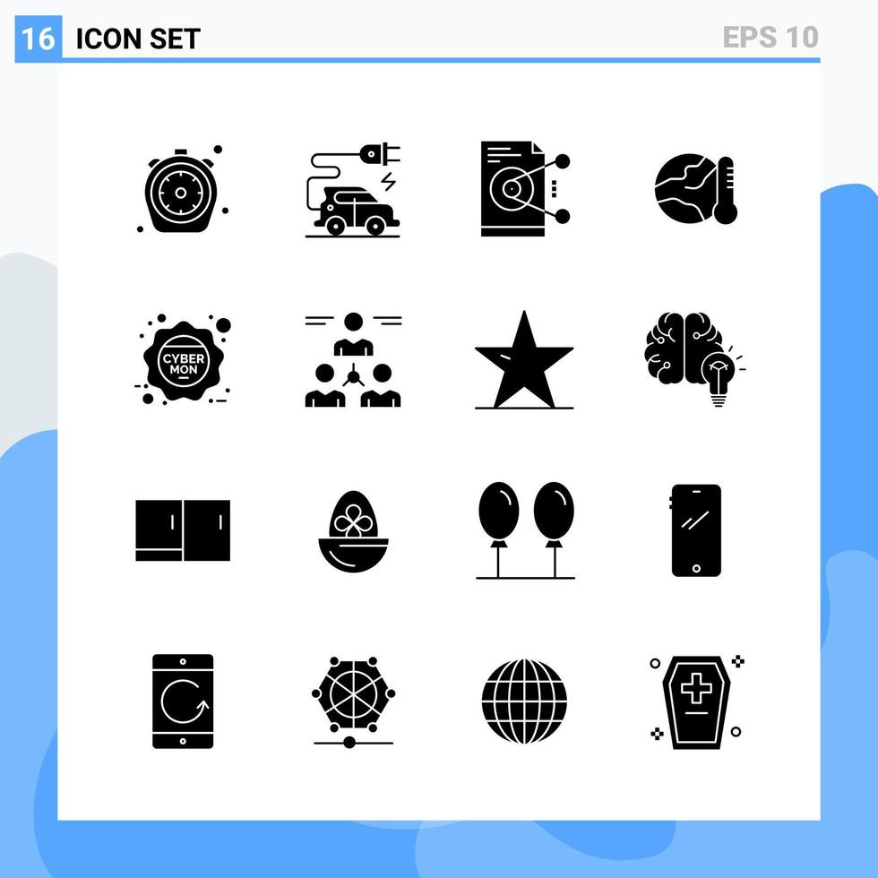 Modern 16 solid style icons Glyph Symbols for general use Creative Solid Icon Sign Isolated on White Background 16 Icons Pack Creative Black Icon vector background