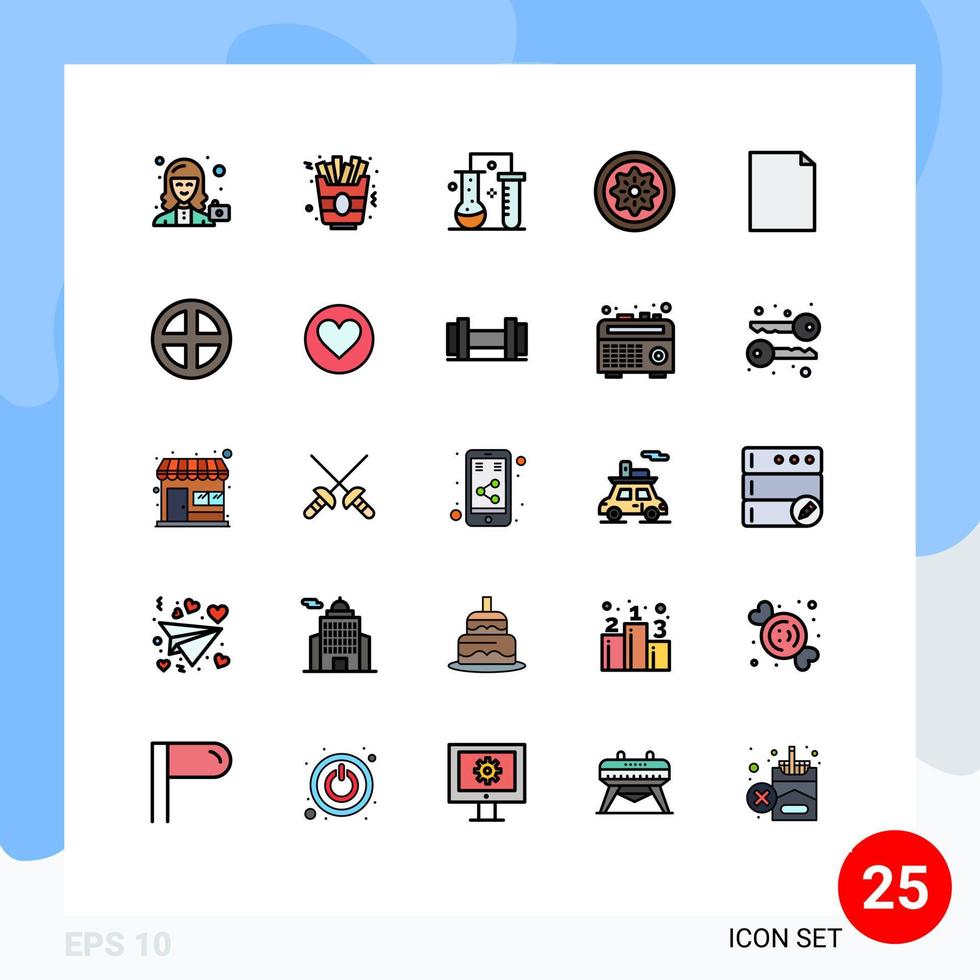 Set of 25 Modern UI Icons Symbols Signs for slice fruit chemical science food scientific research Editable Vector Design Elements