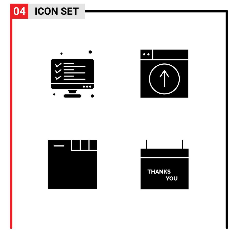 Modern Set of 4 Solid Glyphs and symbols such as checklist application list up tabs Editable Vector Design Elements