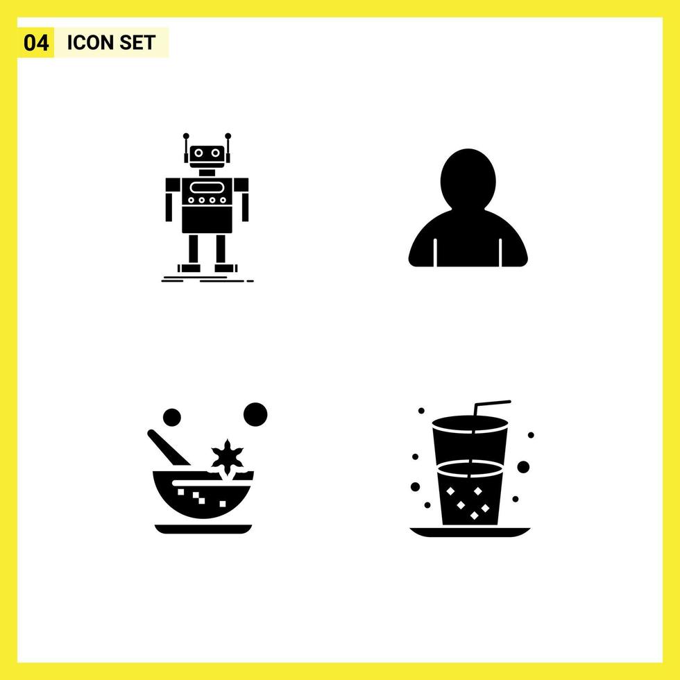 conjunto moderno de pictogramas de glifos sólidos de cosméticos robot bot avatar spa elementos de diseño vectorial editables vector