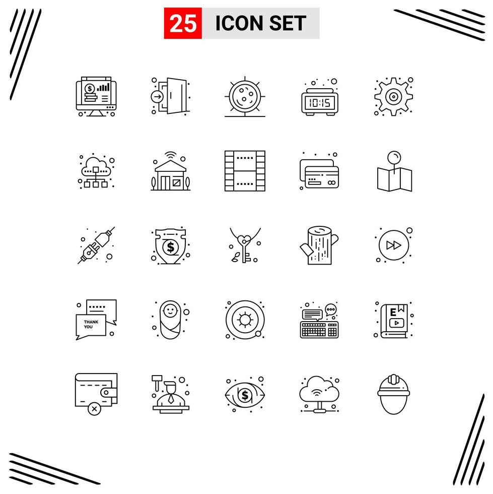Universal Icon Symbols Group of 25 Modern Lines of time clock medical alarm health Editable Vector Design Elements