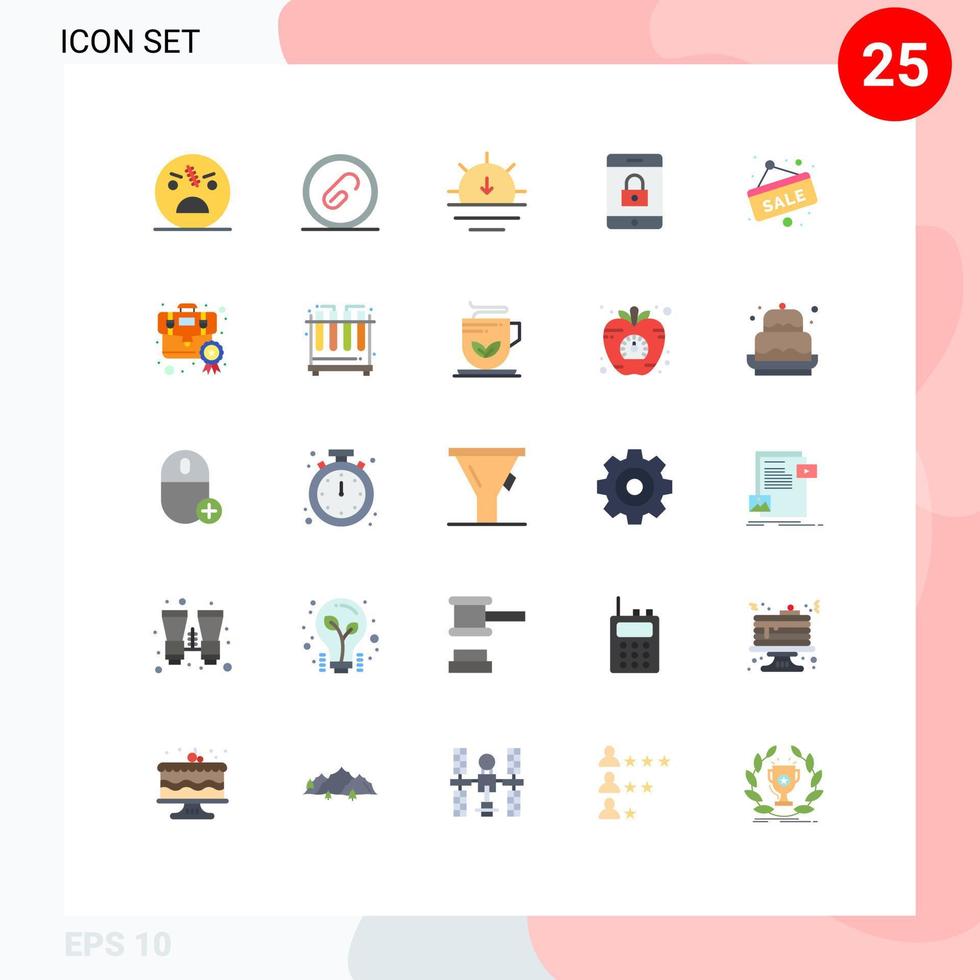 25 iconos creativos signos y símbolos modernos de elementos de diseño de vectores editables al atardecer cifrado de archivo de bloqueo de tabla colgante