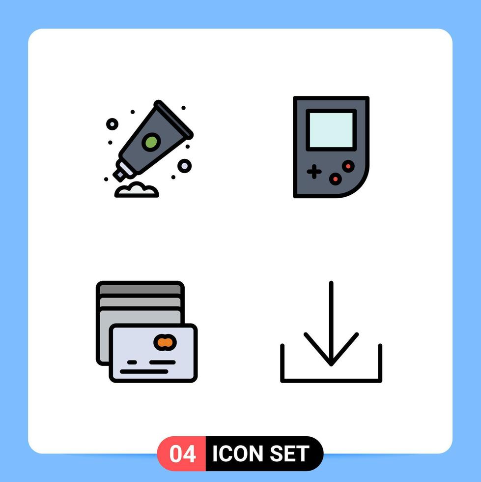 Modern Set of 4 Filledline Flat Colors and symbols such as cream pay paint gameboy download Editable Vector Design Elements