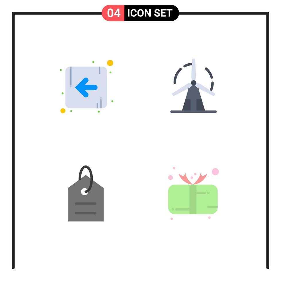 Pack of 4 Modern Flat Icons Signs and Symbols for Web Print Media such as arrow money clean power tag Editable Vector Design Elements