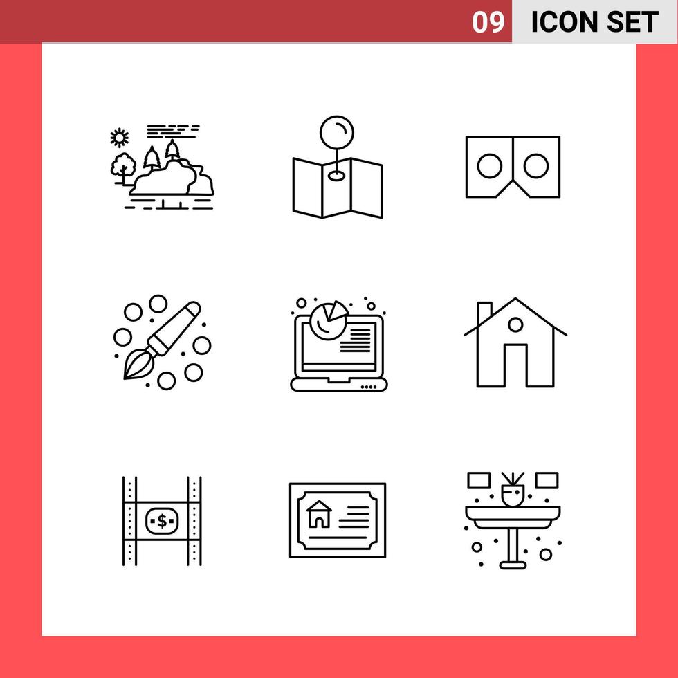 9 Icon Pack Line Style Outline Symbols on White Background Simple Signs for general designing Creative Black Icon vector background